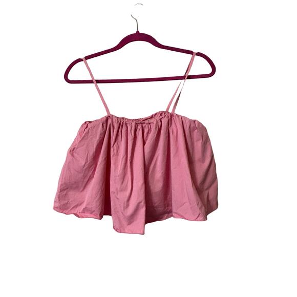 ZARA Trafaluc Collection Pink Cotton Sleeveless Crop Top Blouse - Size Small - Picture 1 of 4